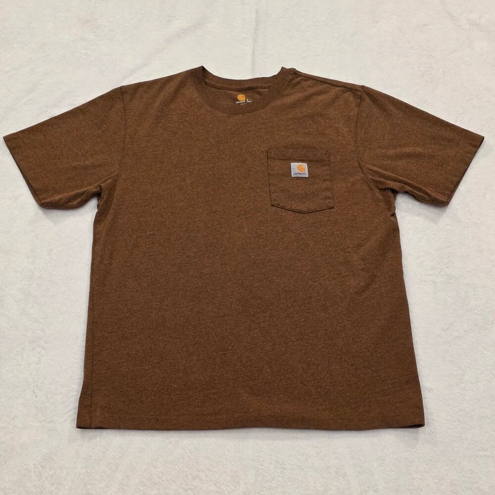 Carhartt Pocket T-Shirt Men's Large Brown Short Sleeve Workwear Crewneck